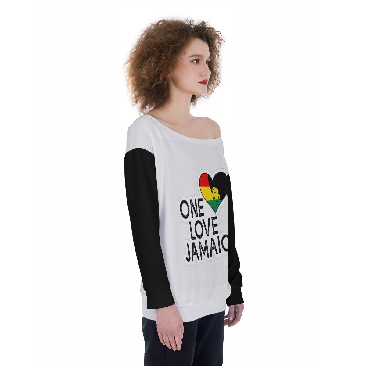 One love Jamaican Women's Off-Shoulder female sweatshirt