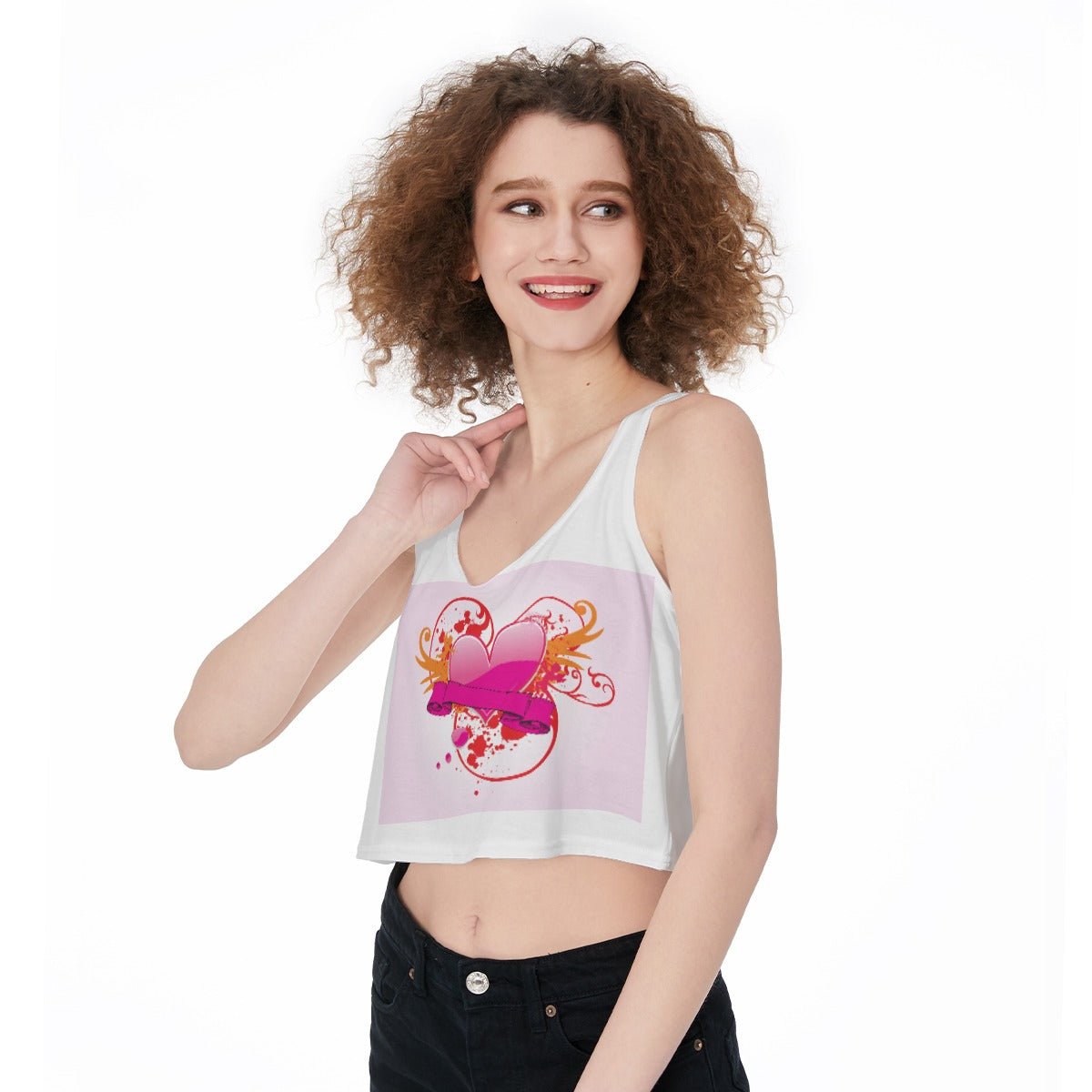 Valentine All-Over Print Crop-Tank Top