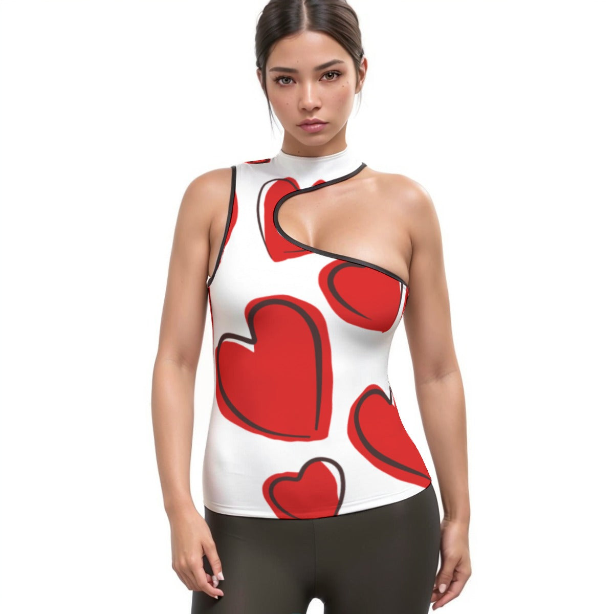 Valentine Women's Halter Asymmetrical Tank Top