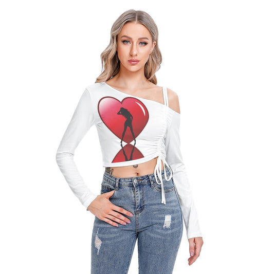 Valentine Women's One-shoulder Blouse With Drawstring