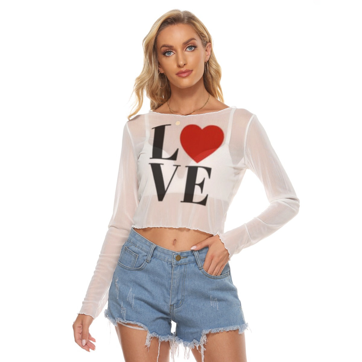 Valentine Women's Mesh Long Sleeves T-shirt