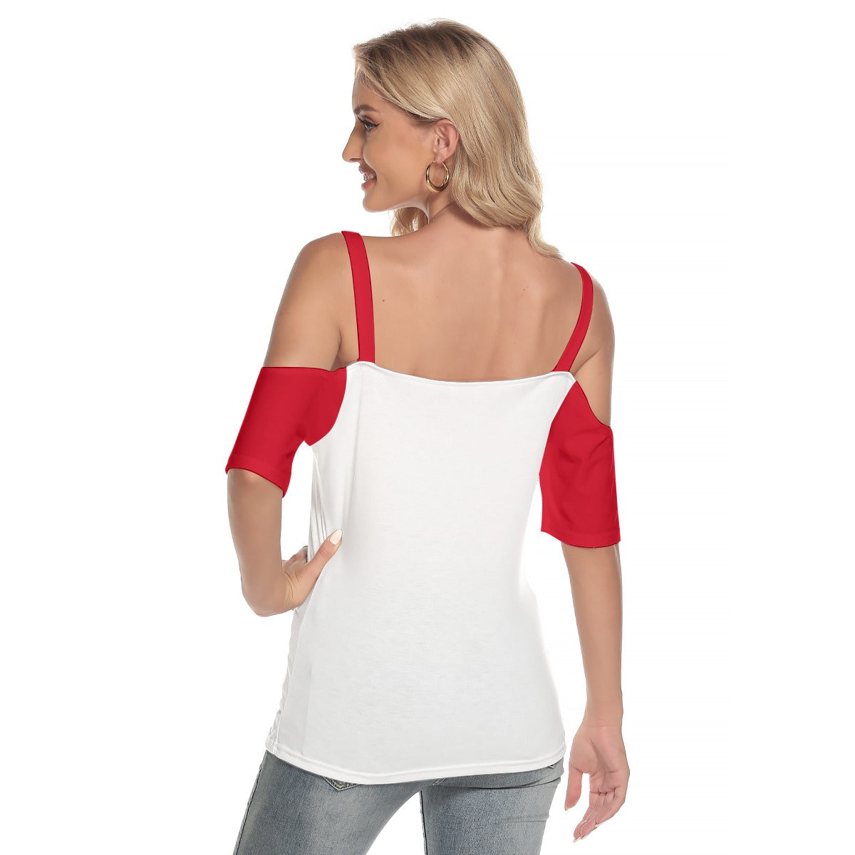 Valentine Cold Shoulder T-shirt With Criss Cross Strips