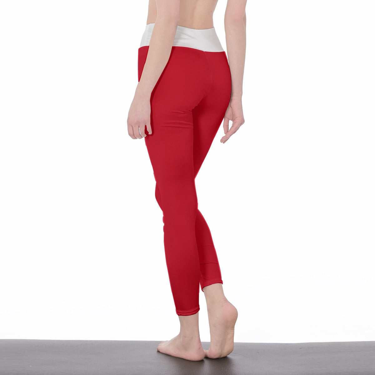 Red and White All-Over Print Women's High Waist Leggings | Side Stitch Closure