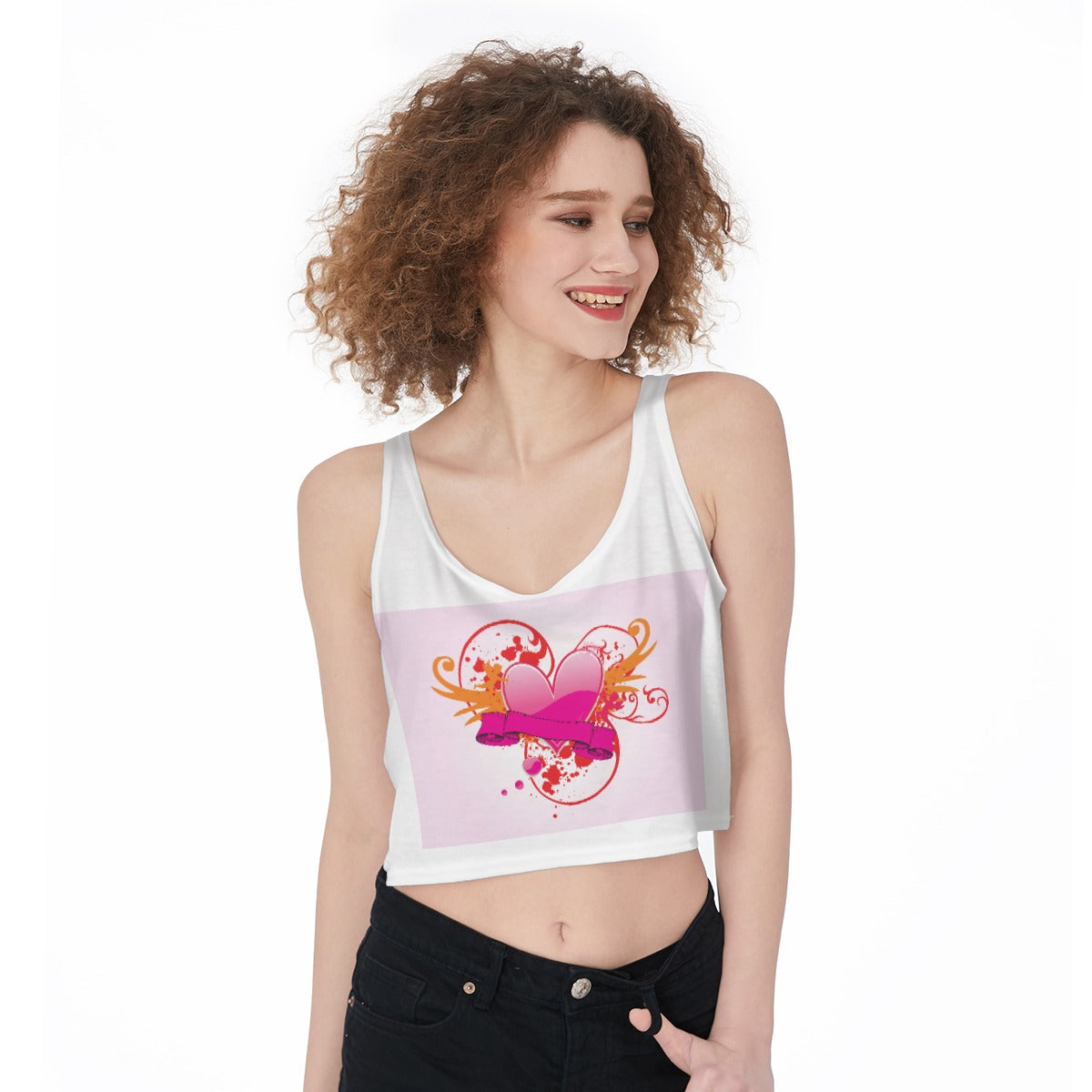 Valentine All-Over Print Crop-Tank Top