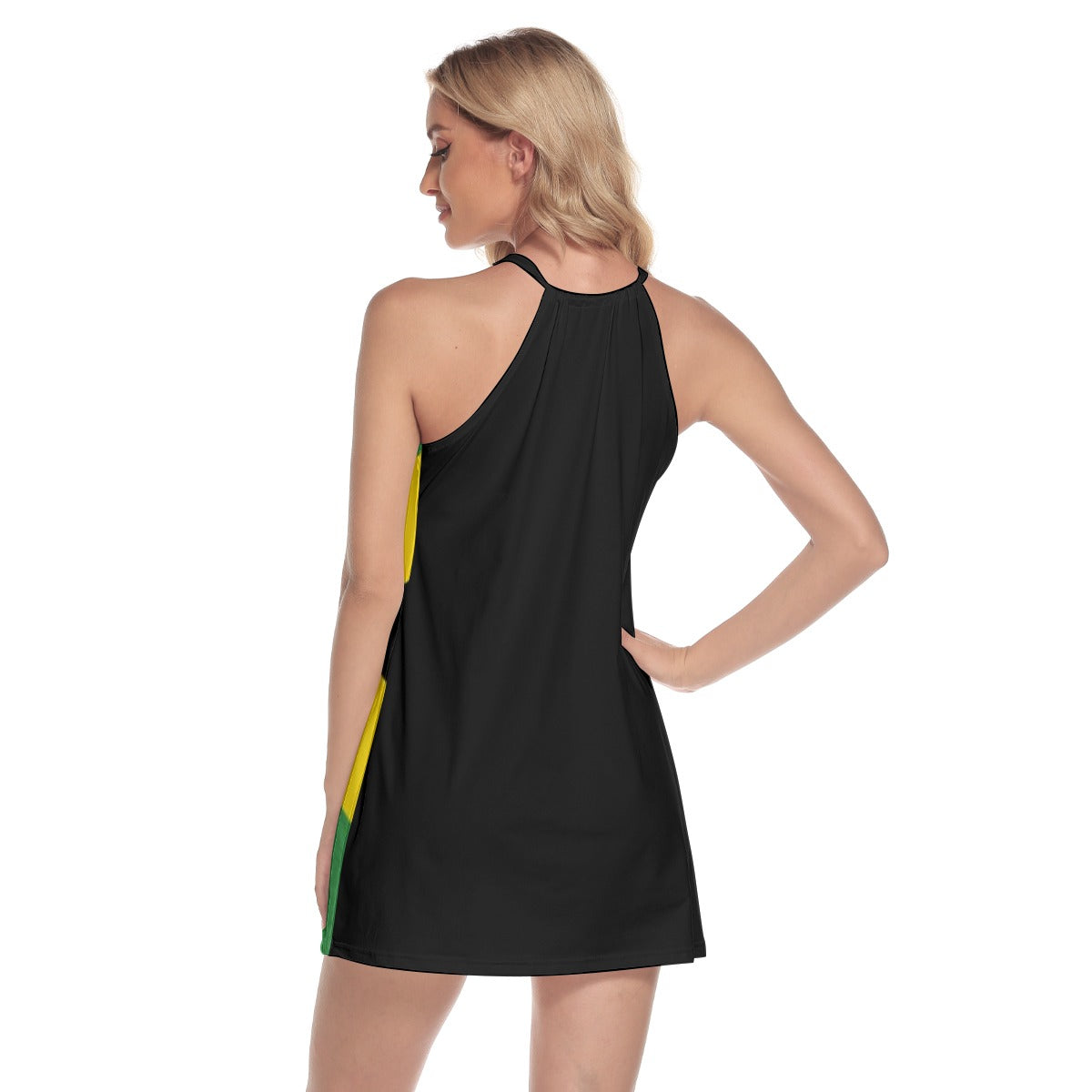 Jamaican Flag Women's Round Neck Above Knee Dress