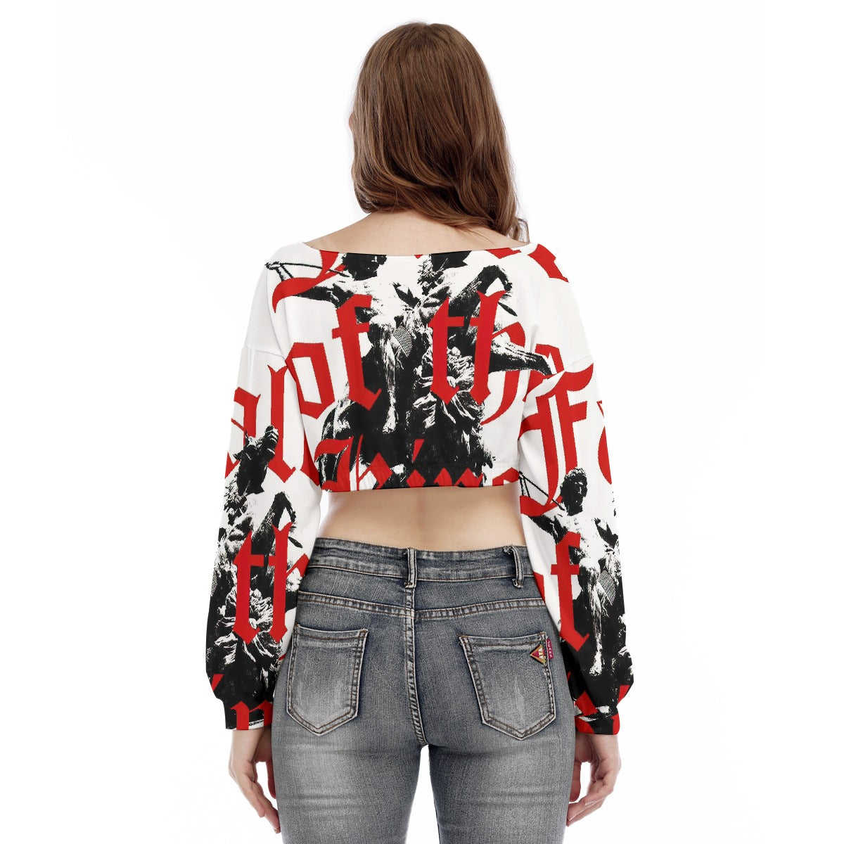 Valentine Women's V-neck Long Sleeve Cropped Sweatshirt