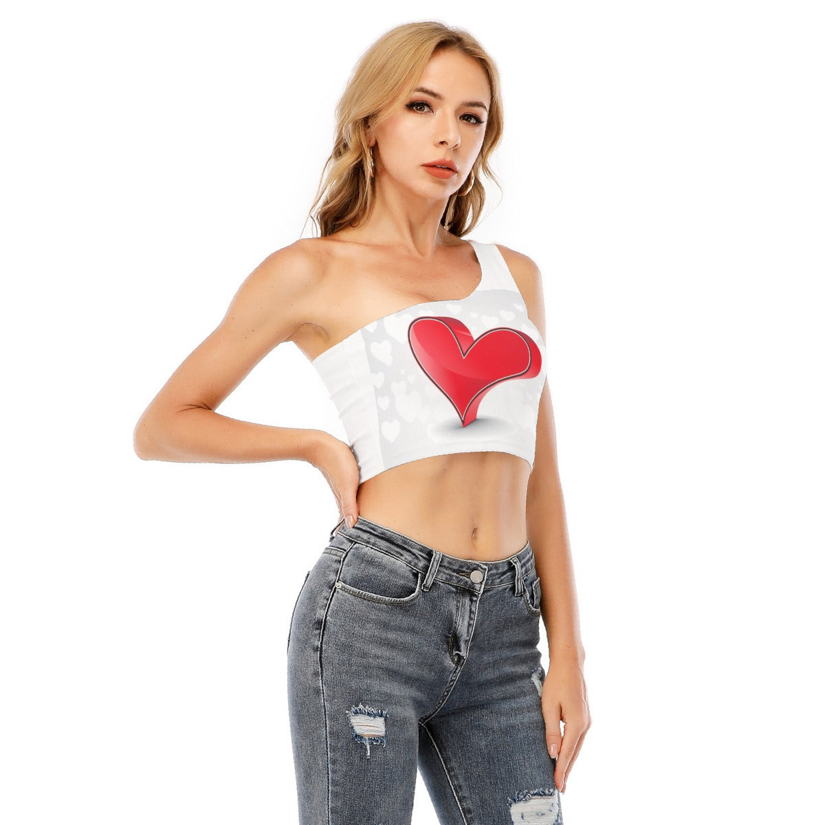 Valentine Women's One-Shoulder Cropped Top