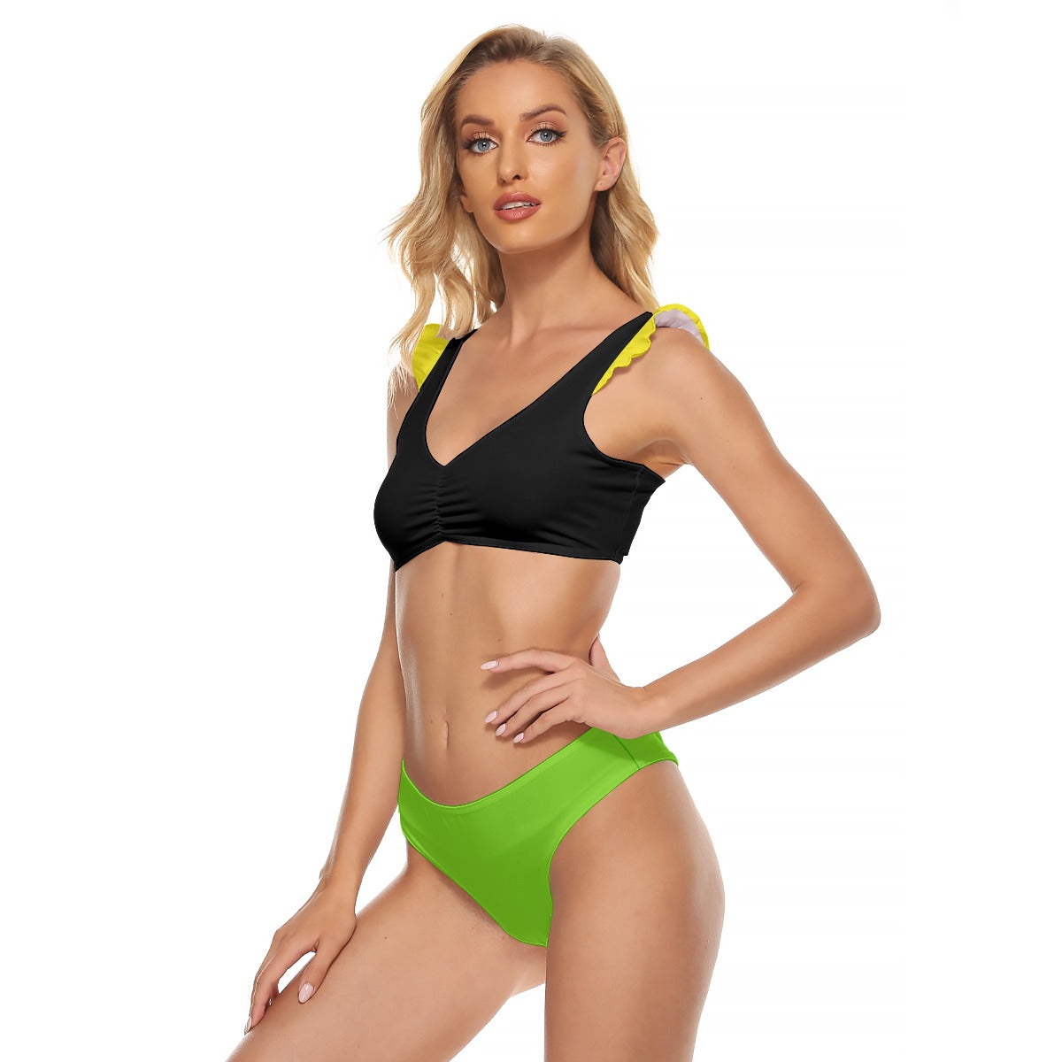 Jamaican Women's Bikini Swimsuit With Ruffle Cuff Bra