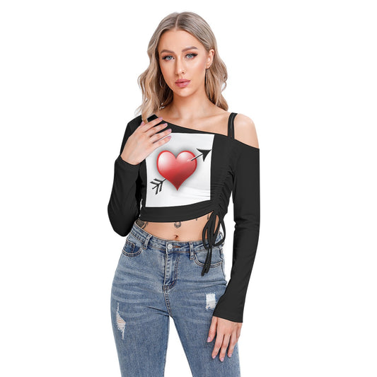 Valentine Women's One-shoulder Blouse With Drawstring