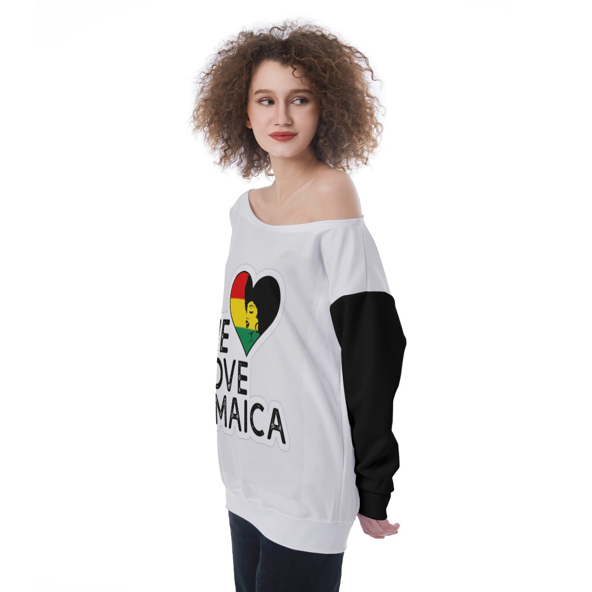 One love Jamaican Women's Off-Shoulder female sweatshirt