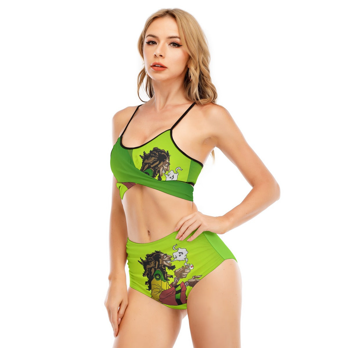 Jamaican Women's Bikini Swimsuit With Cross Straps