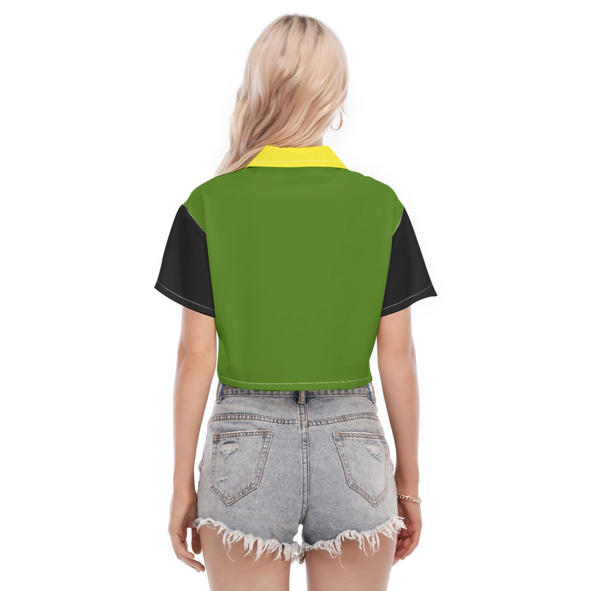 Jamaican color Women's Cropped Shirt top