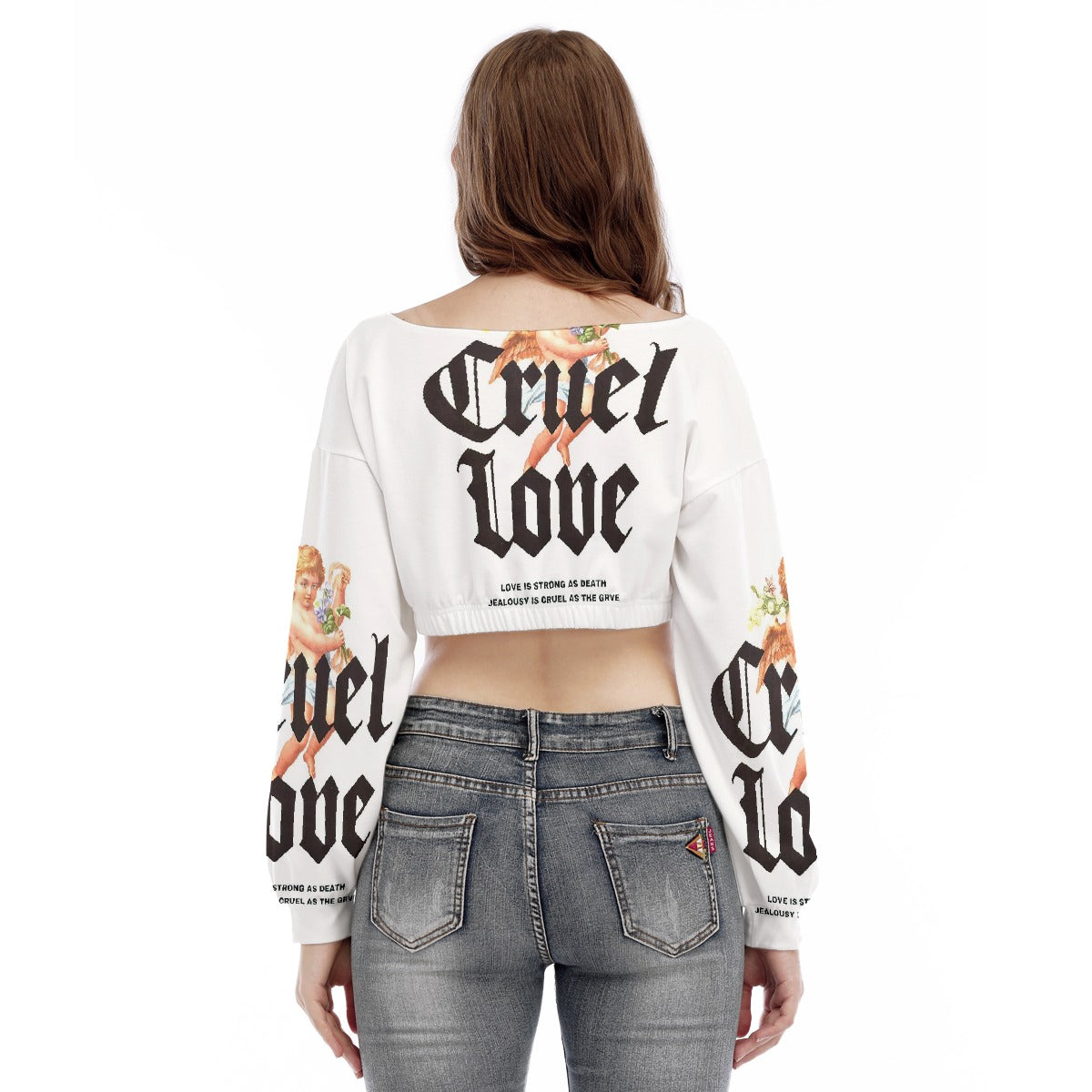 Valentine Women's V-neck Long Sleeve Cropped Sweatshirt