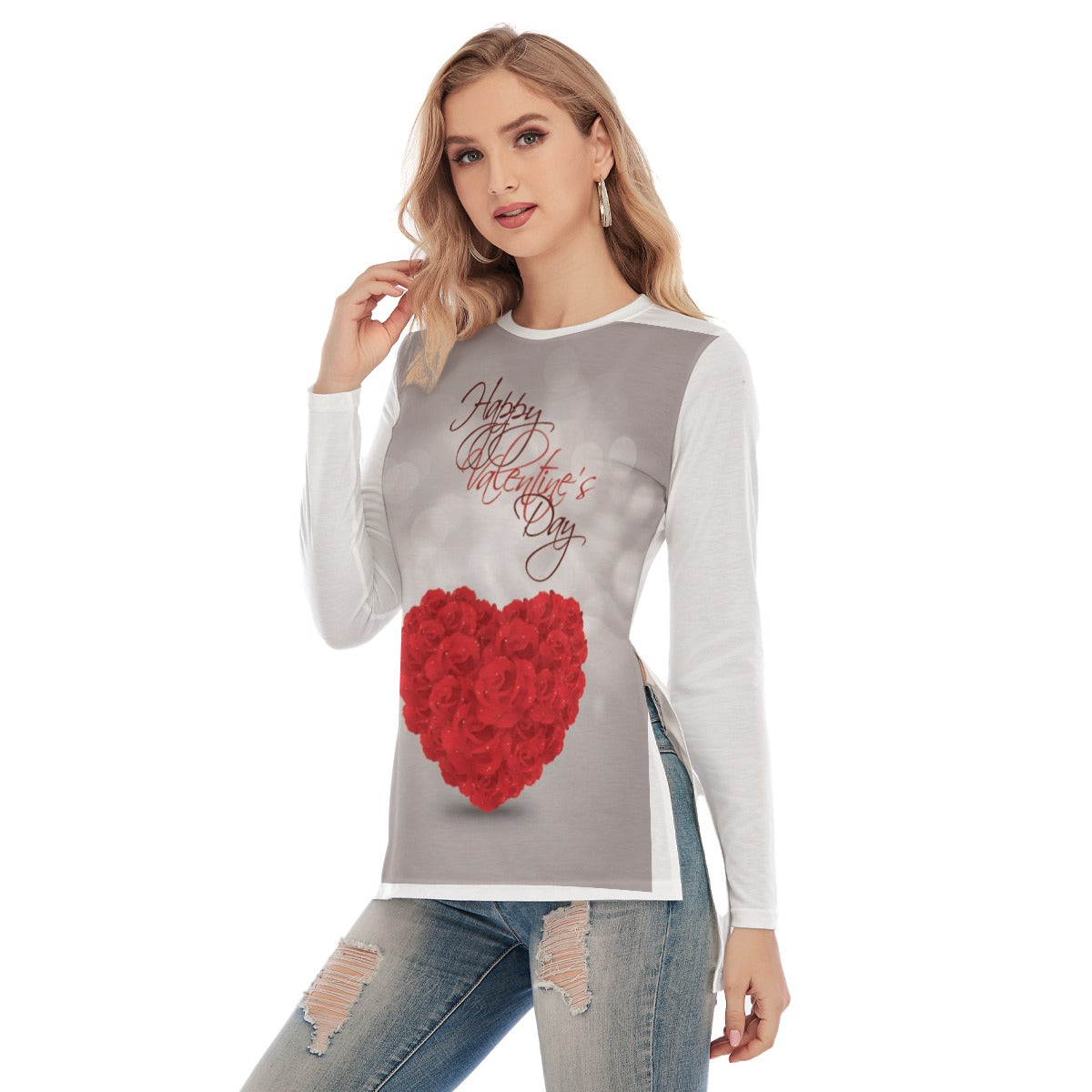 Valentine Women's Side Split Long T-shirt