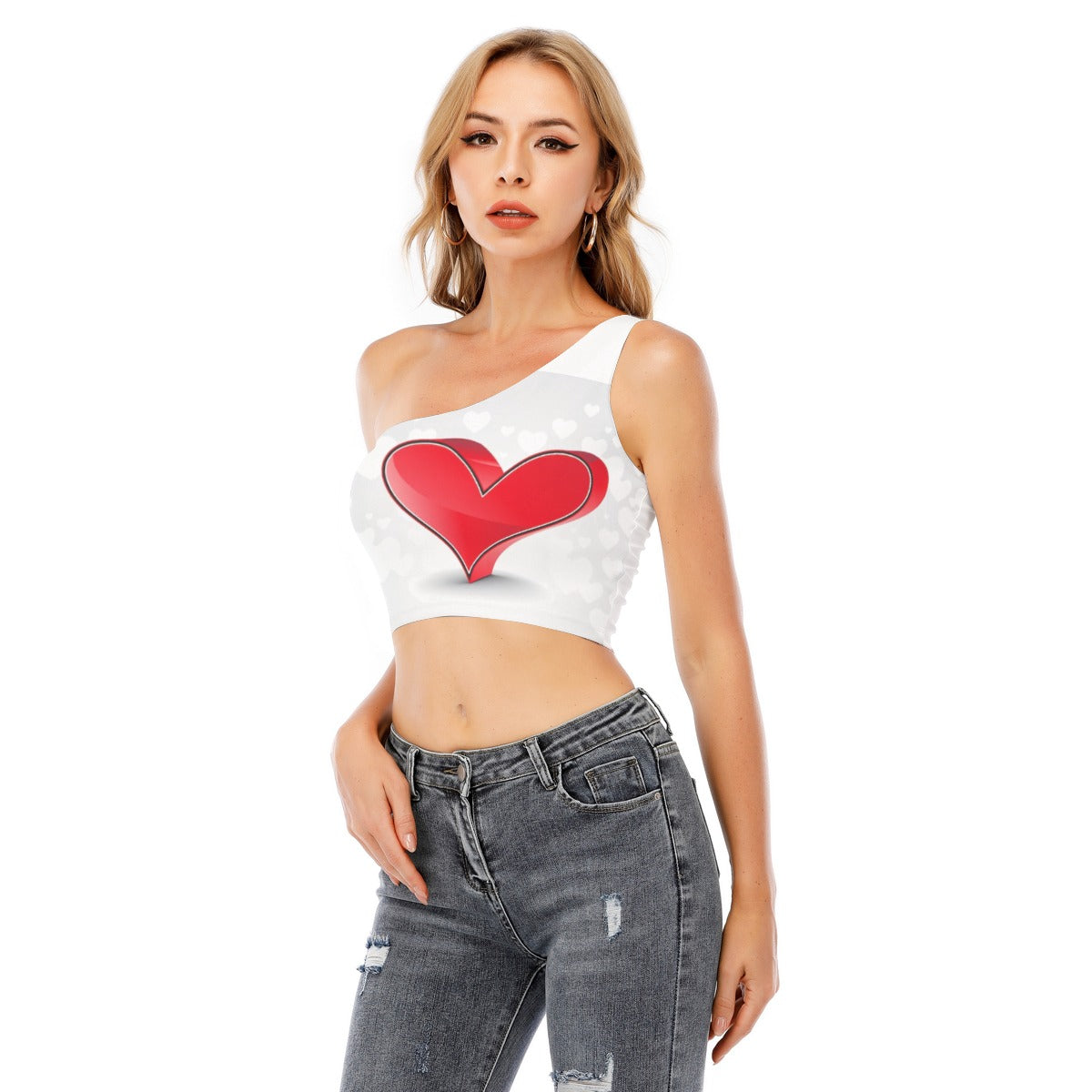 Valentine Women's One-Shoulder Cropped Top