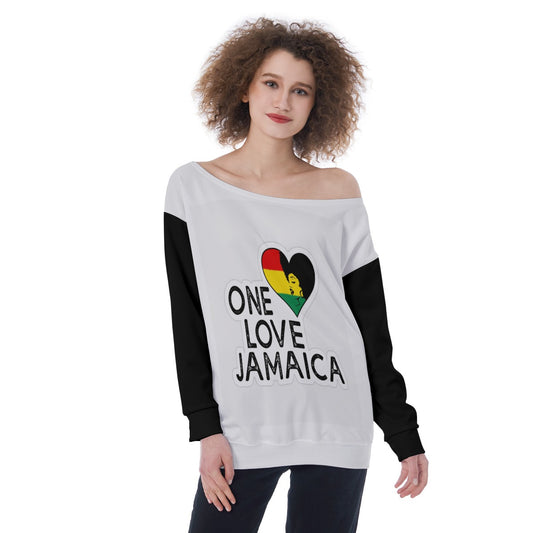 One love Jamaican Women's Off-Shoulder female sweatshirt