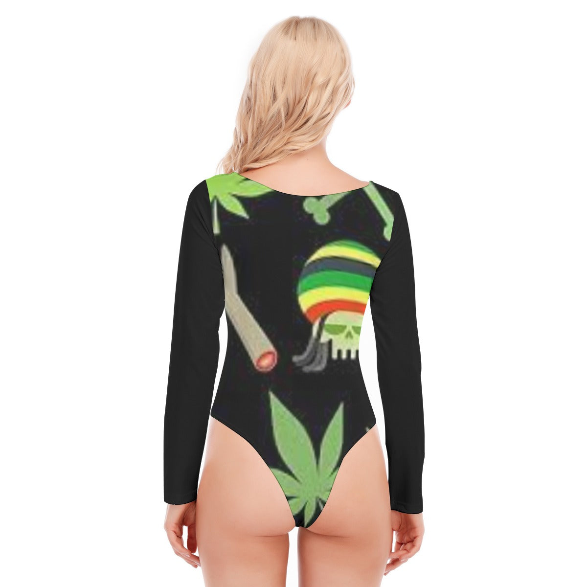 All-Over Print Women's O-neck Long Sleeve Bodysuit