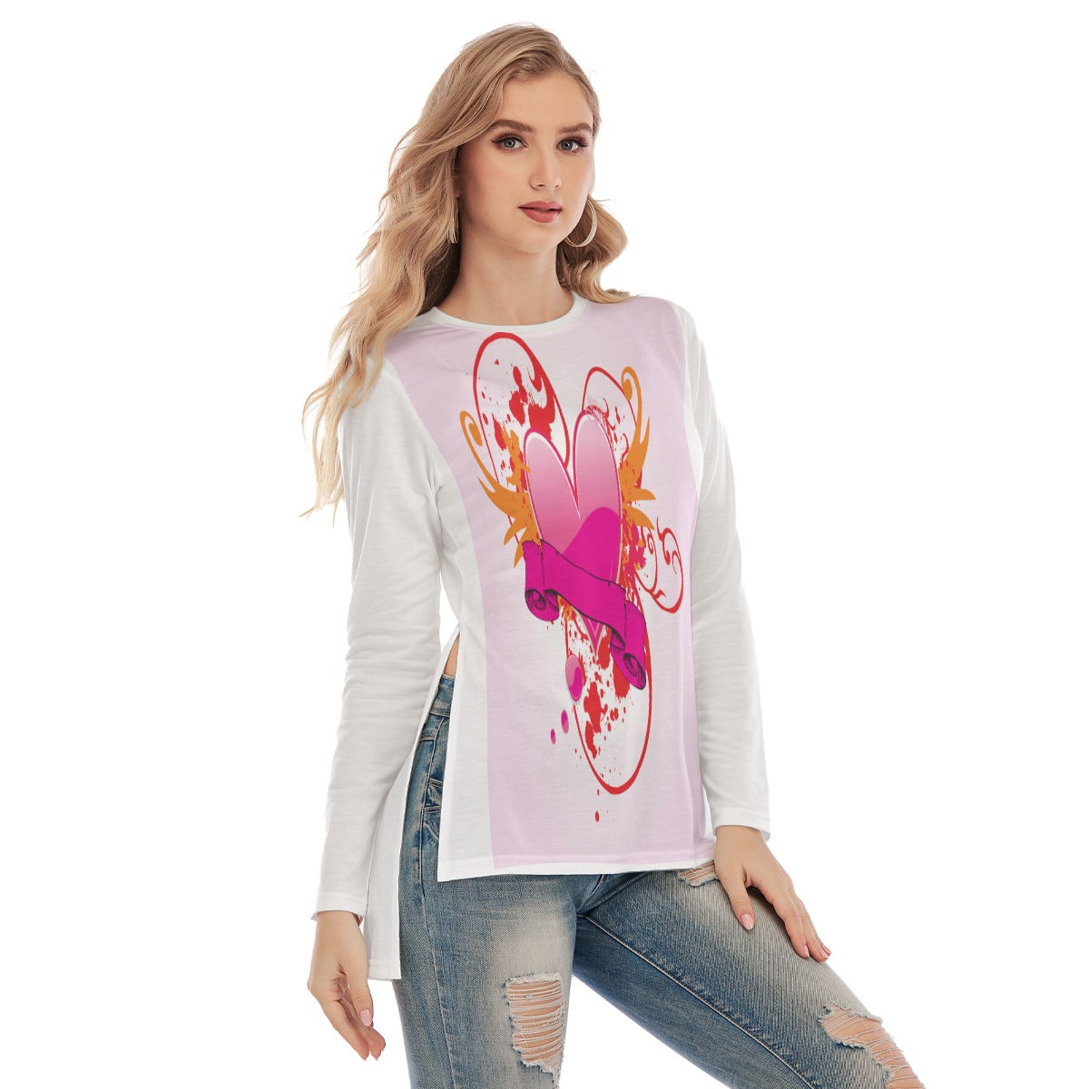 Valentine Women's Side Split Long T-shirt