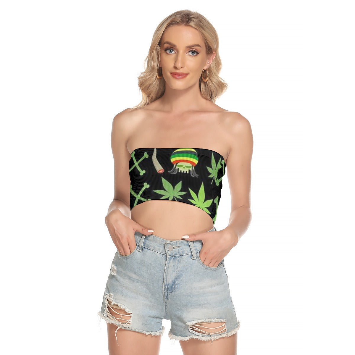 Rasta and Weed All-Over Print Women's Tube Top