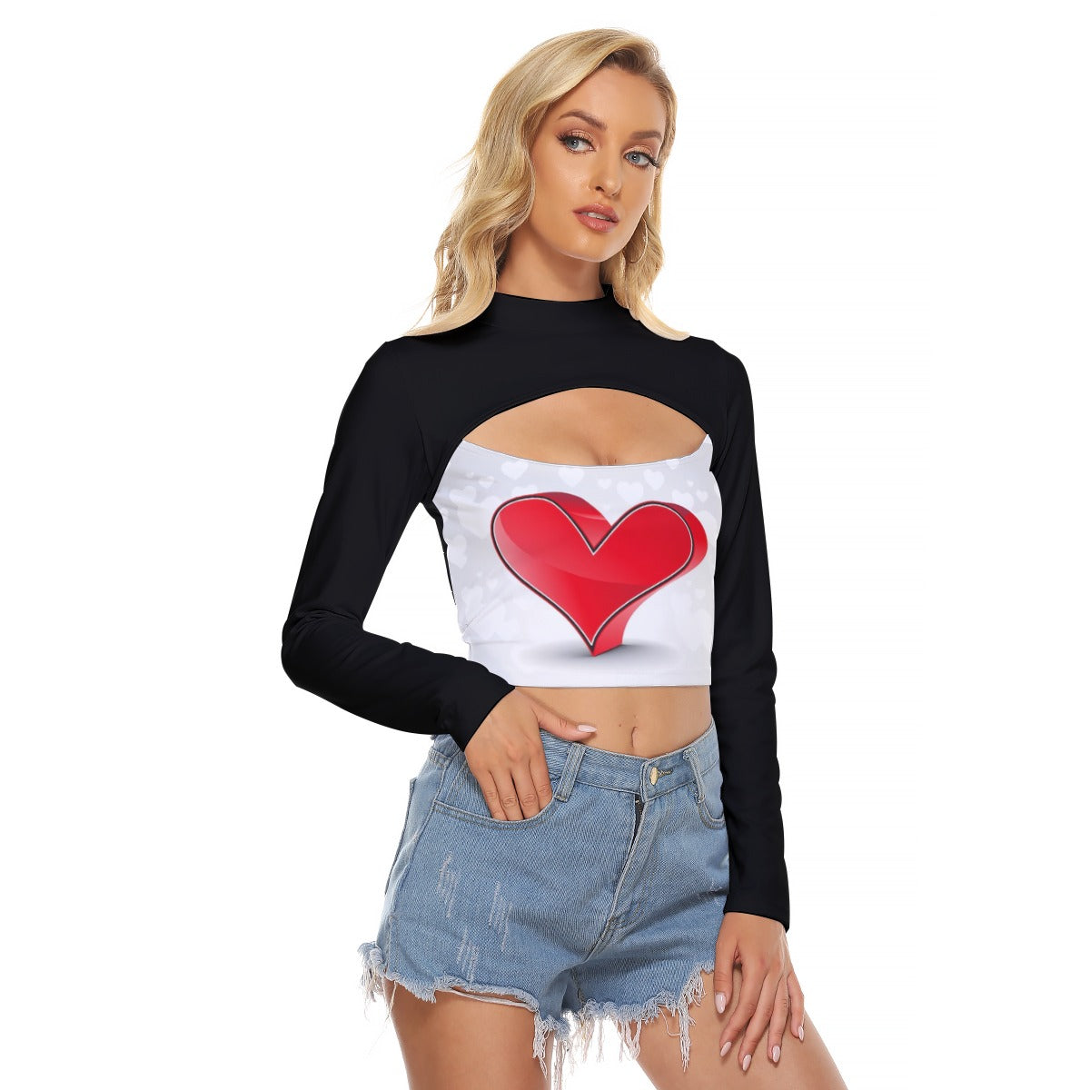 Valentine Women's Hollow Chest Keyhole Tight Crop Top