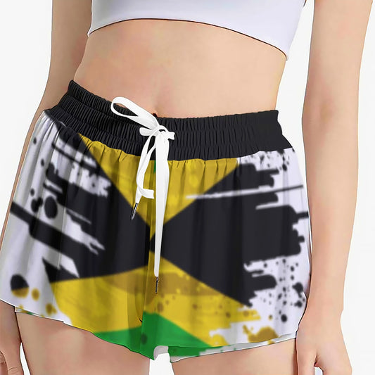 Jamaican Flag All-Over Print Women's Sport Shorts With Pocket