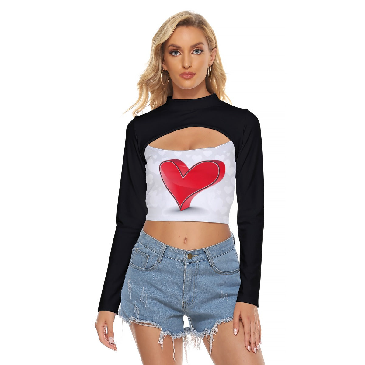 Valentine Women's Hollow Chest Keyhole Tight Crop Top