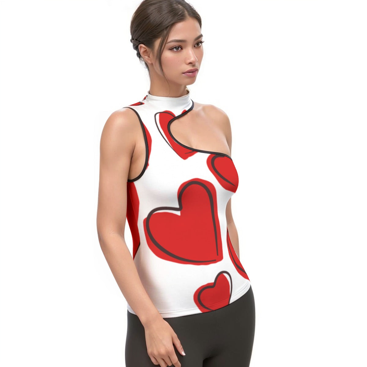 Valentine Women's Halter Asymmetrical Tank Top