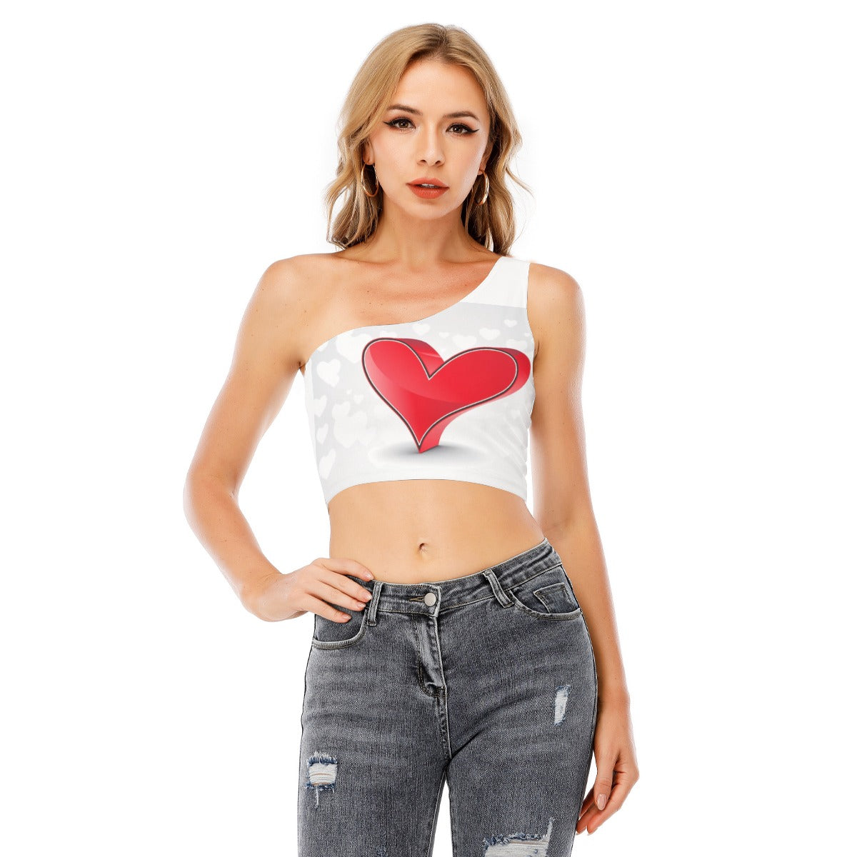 Valentine Women's One-Shoulder Cropped Top