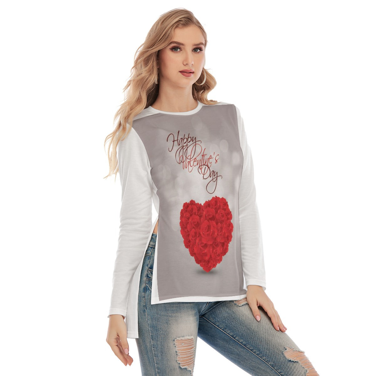 Valentine Women's Side Split Long T-shirt