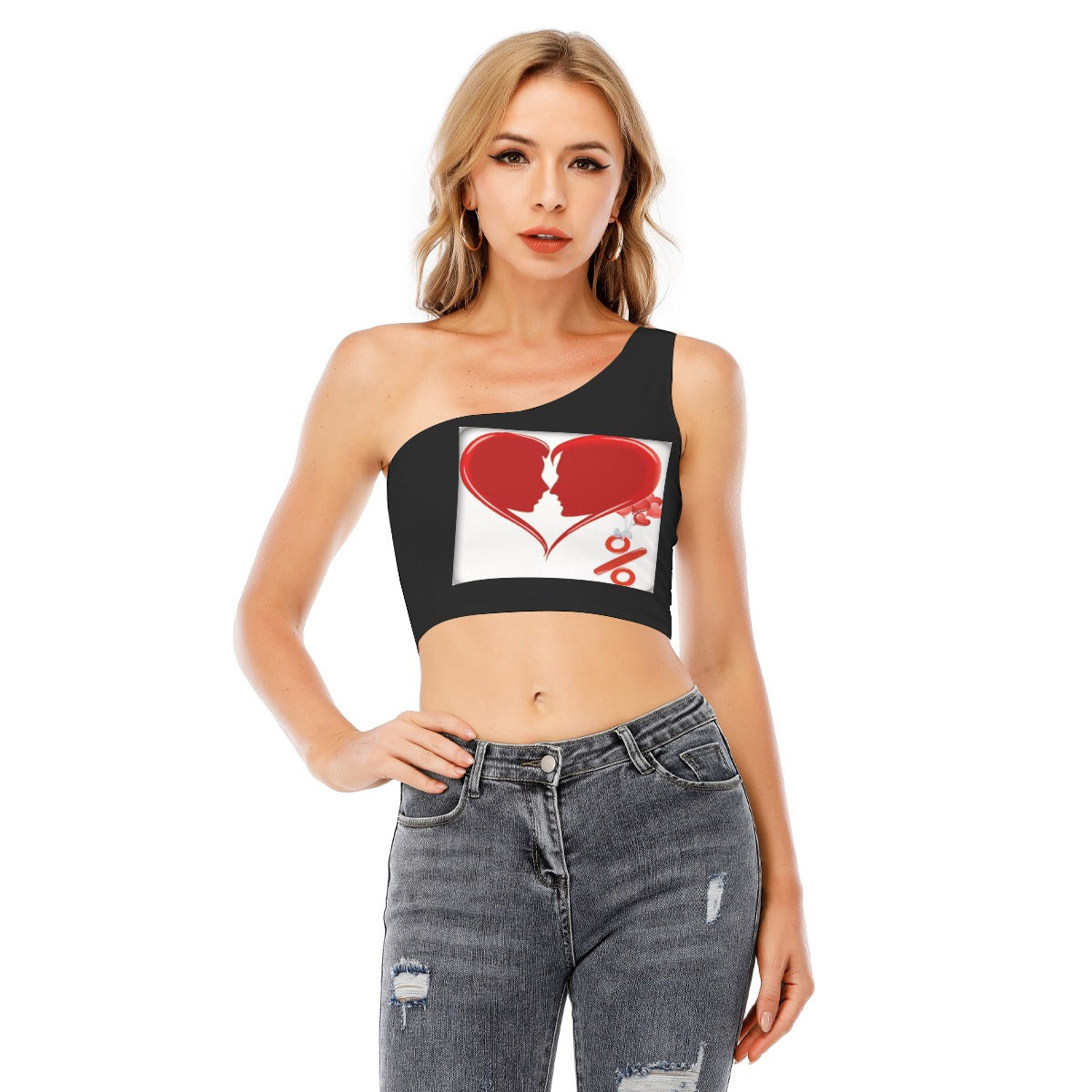 Valentine Women's One-Shoulder Cropped Top